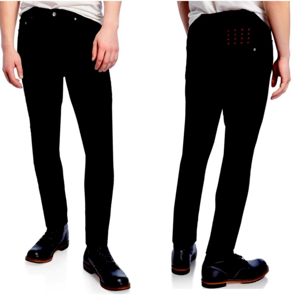 Ksubi Chitch Laid Back KM 74 Red Stitch Black Slim Skinny Jeans Sz 33